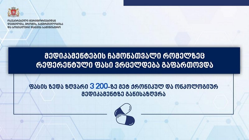 წამლების ჩამონათვალი, რომლებზეც რეფერენტული ფასი მოქმედებს, გაფართოვდა